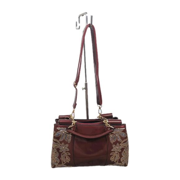 Handbags - Women Patent Leather Fashion Maroon top handles/with Crossbody Strap(2)‎